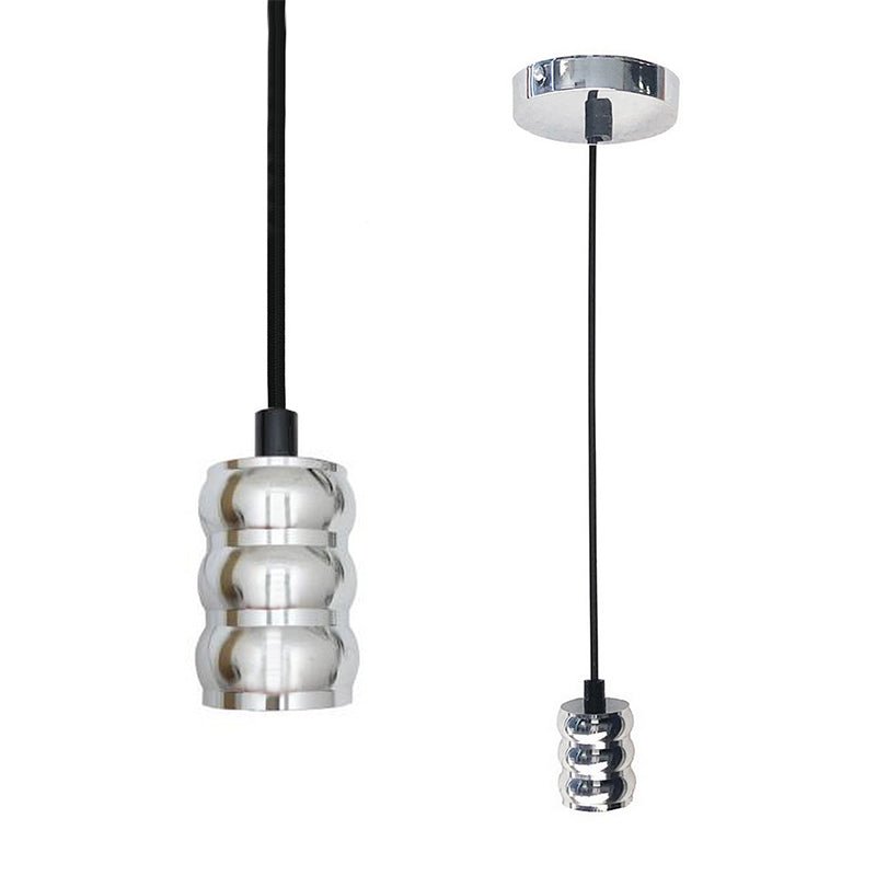 Suspension Luminaire E27 Chromé Cylindrique ARGENT - Silumen
