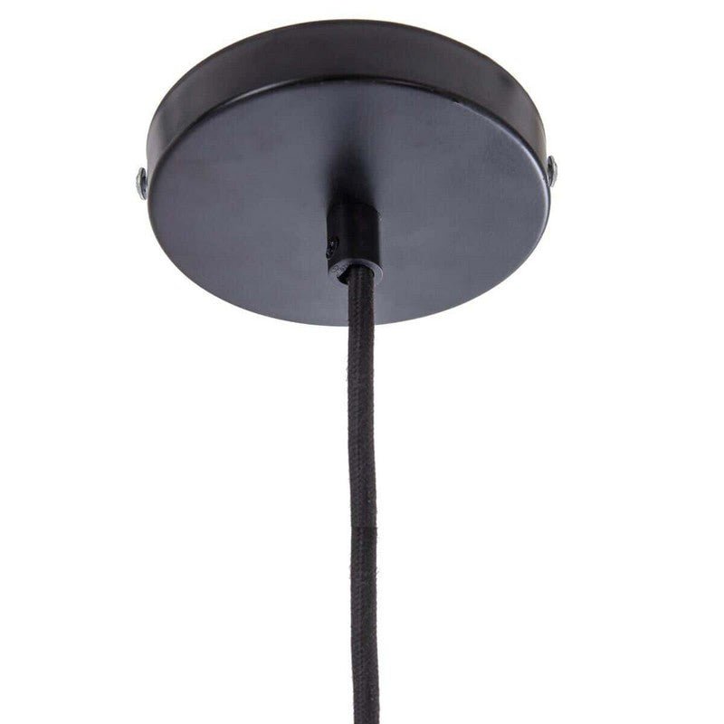 Suspension Rotin et Métal Noir 35 cm pour ampoule E27 - Silumen