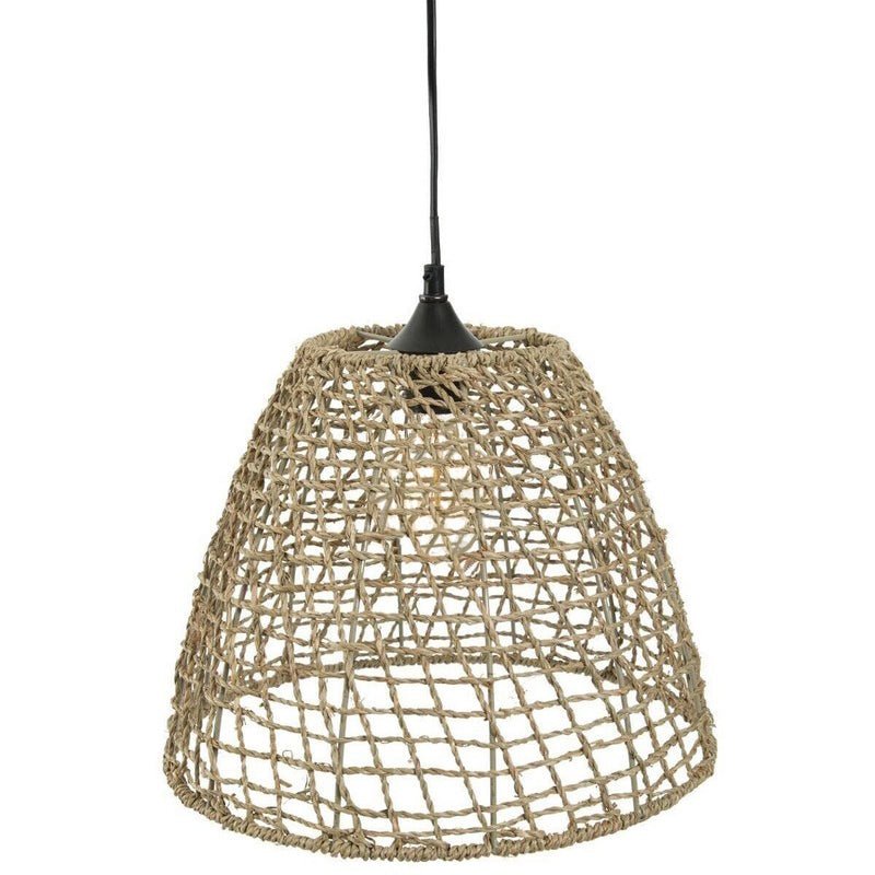 Suspension Rotin Naturel Cone 35 cm pour ampoule E27 - Silumen