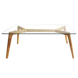 Vidro retangular de mesa de café e madeira 110x60cm