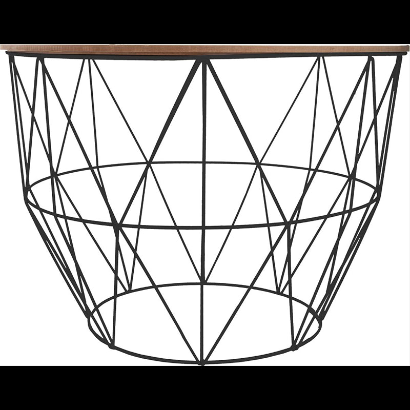 Table Basse Ronde Géométrique en Acier et Bois 56x40 cm - Silumen
