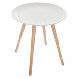 Table d'Appoint Ronde Relief Pied en Pin 49x42 cm