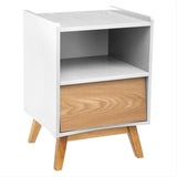 Mesa de cabeceira com armazenamento de madeira 1 gaveta H62 cm - branco