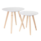 Scandinavian wooden -round wooden table with x2 relief