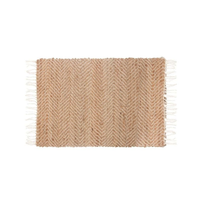 Tapis Jute Éthnique Rectangulaire avec Rayures Zigzag 60x90 cm - Silumen