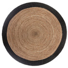 Runder Juteteppich 120 cm, zweifarbig, Naturweiß