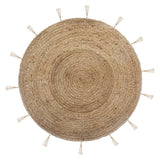 80 cm Lurex Jute ronde tapijt met pompoms