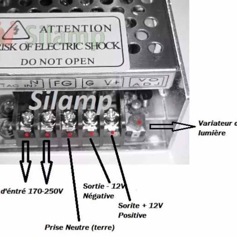 Transformateur 220V 12V 36W DC 3A - Silumen
