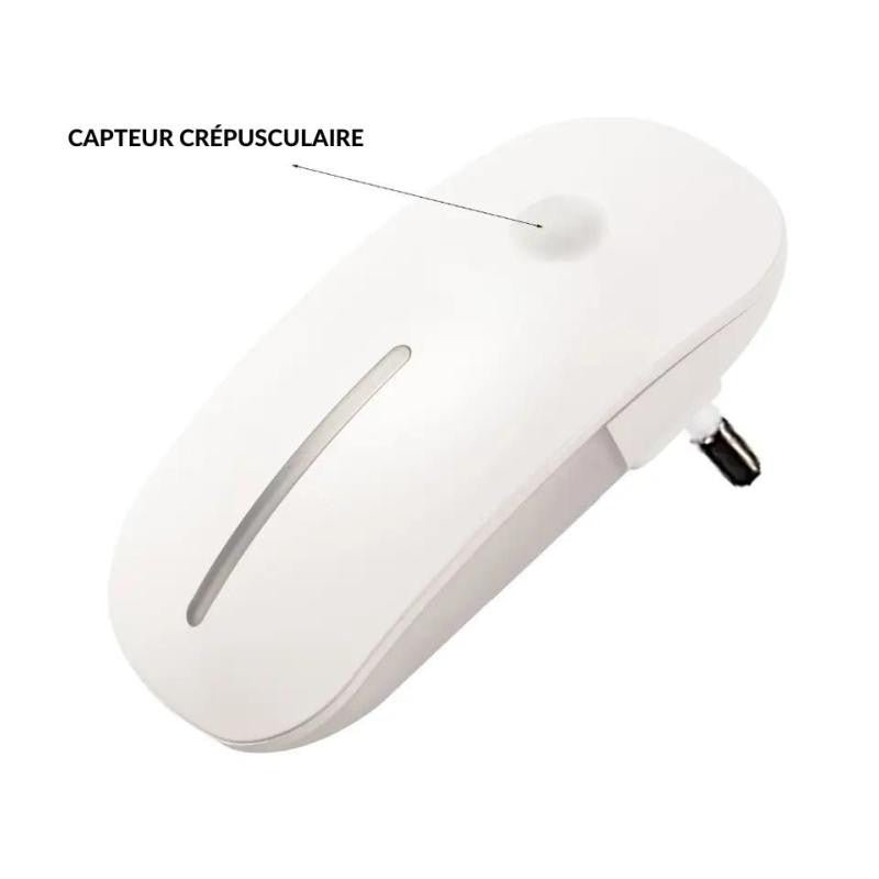 Veilleuse Prise LED 0,5W avec capteur crépusculaire 220V - Silumen