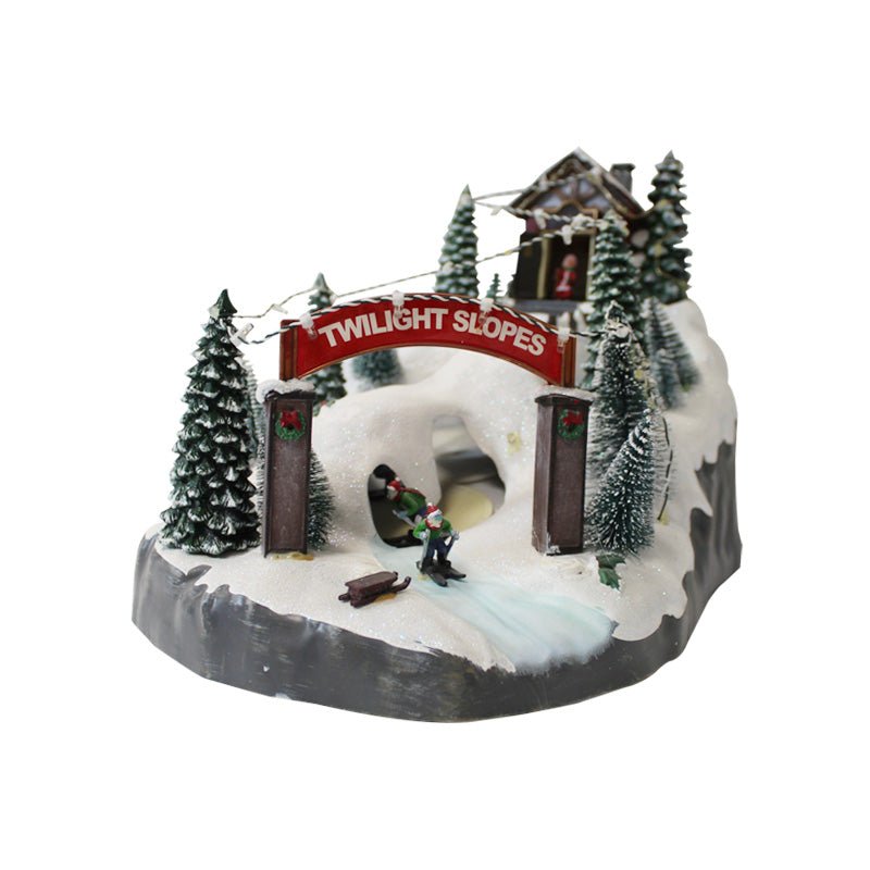 Village de Noël Lumineux et Musical avec Piste de Ski - Silumen