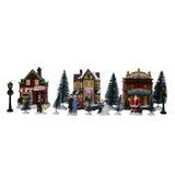 Village de Noël Lumineux LED, set de 3 maisons et accessoires